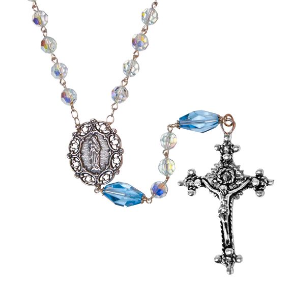 ICE BLUE SWAROVSKI CRYSTAL ROSARY