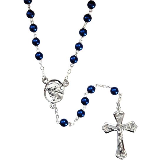 METALLIC BLUE BEAD ROSARY