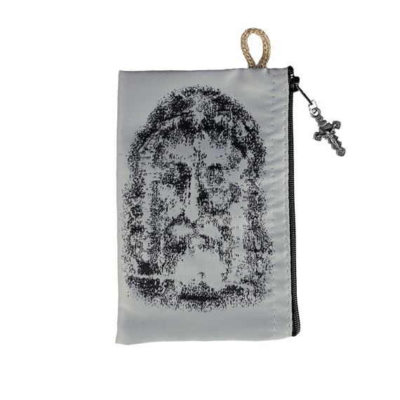 SHROUD OF TURIN WITH THE LORD'S PRAYER - TAPESTRY ROSARY POUCH