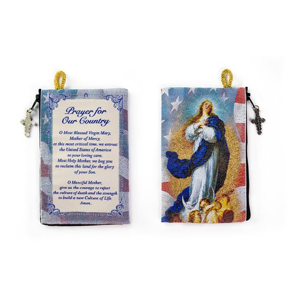 IMMACULATE CONCEPTION & PRAYER - TAPESTRY ROSARY POUCH