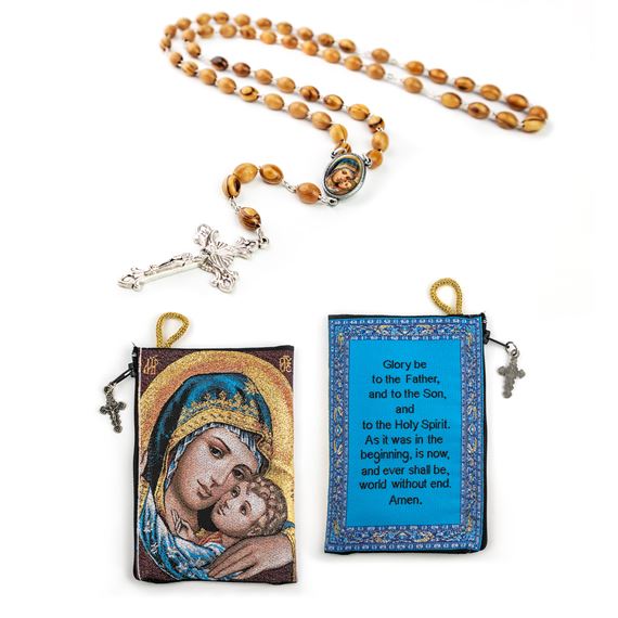 MADONNA AND CHILD ROSARY WITH POUCH