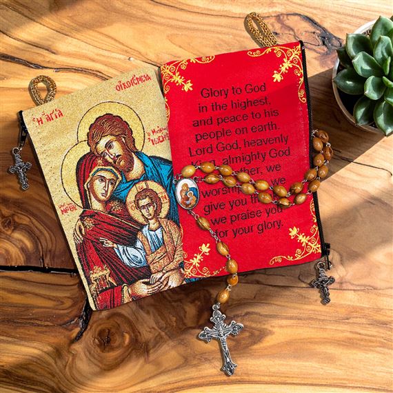 HOLY FAMILY - BYZANTINE ROSARY AND POUCH