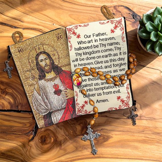 SACRED HEART OF JESUS ROSARY AND POUCH