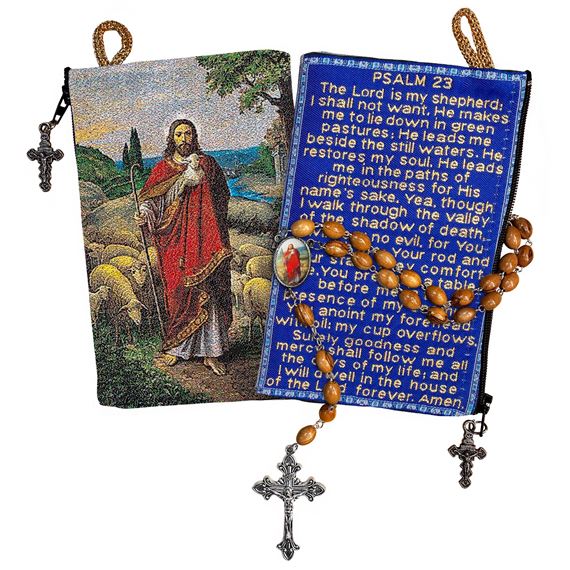 JESUS THE GOOD SHEPHERD ROSARY AND POUCH