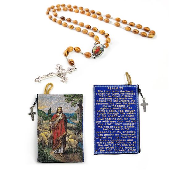 JESUS THE GOOD SHEPHERD ROSARY AND POUCH