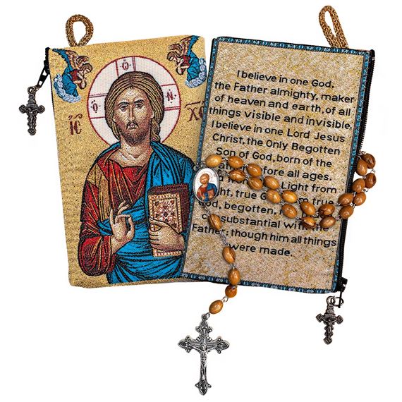 JESUS KING OF THE UNIVERSE -  BYZANTINE ROSARY AND POUCH