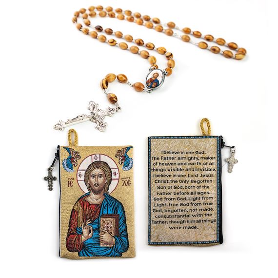 JESUS KING OF THE UNIVERSE -  BYZANTINE ROSARY AND POUCH