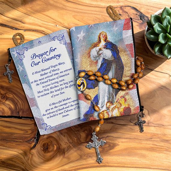 IMMACULATE CONCEPTION - PATRIOTIC ROSARY AND POUCH