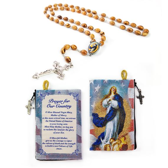 IMMACULATE CONCEPTION - PATRIOTIC ROSARY AND POUCH
