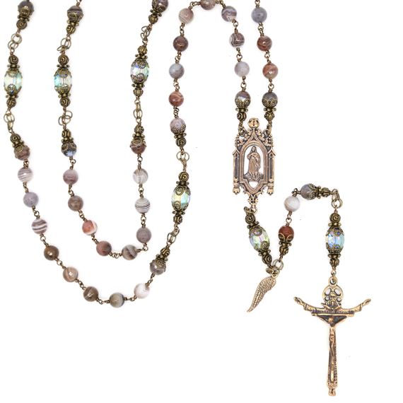 AGATE HEIRLOOM ROSARY - Immaculate Conception Centerpiece & Trinity Crucifix