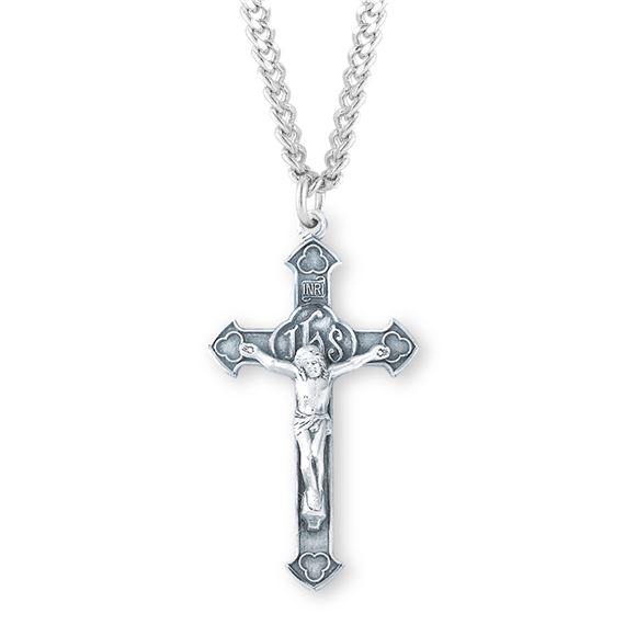 STERLING SILVER I H S CRUCIFIX WITH CHAIN