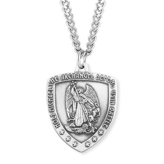 ST. MICHAEL SHIELD MEDAL - STERLING SILVER