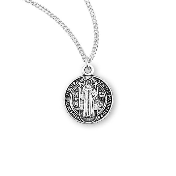 Round St. Benedict Jubilee Sterling Medal with 18&quot; Chain