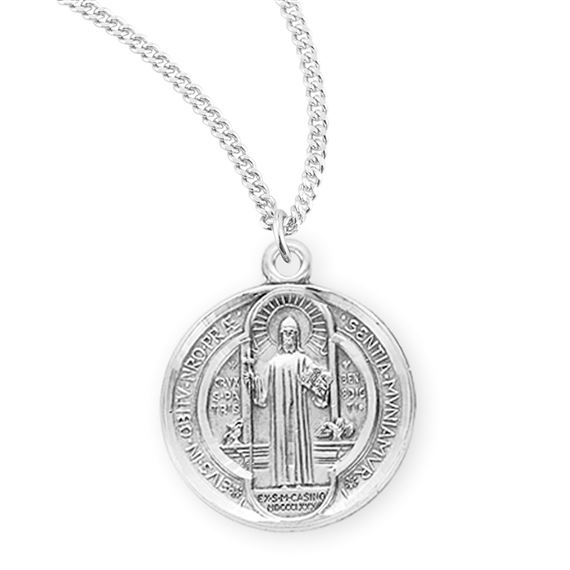 Round St. Benedict Sterling Jubilee Medal with 18&quot; Chain
