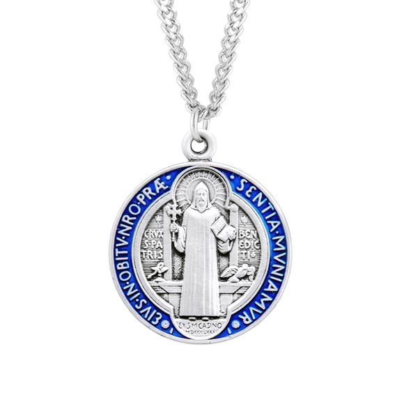 Round St. Benedict Sterling Jubilee Medal with 24&quot; Chain