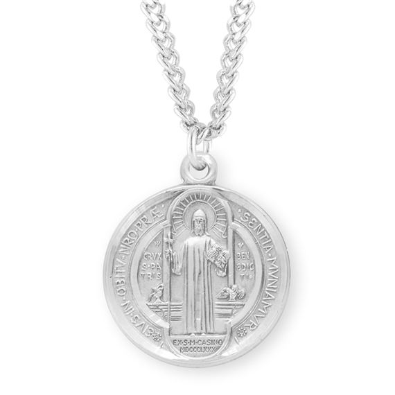 Round St. Benedict Sterling Jubilee Medal with 24&quot; Chain