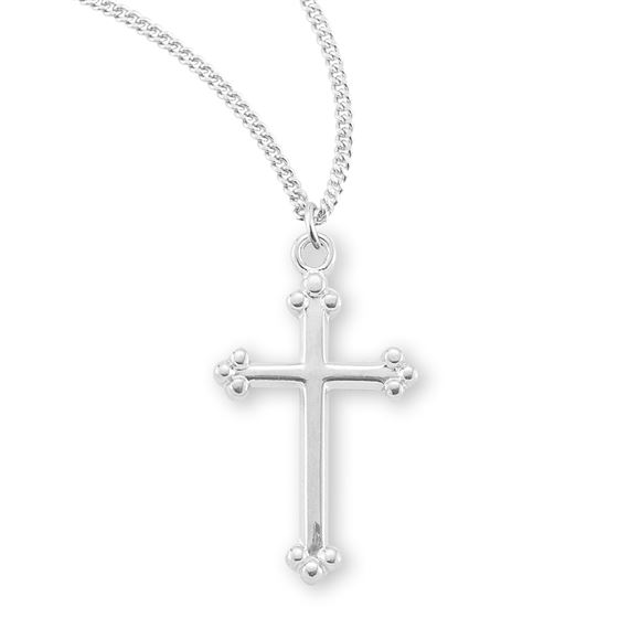 Sterling Silver Budded Cross with 18&quot; Chain