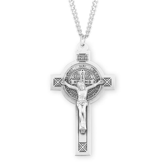 Sterling St. Benedict Jubilee Crucifix with 24&quot; Chain