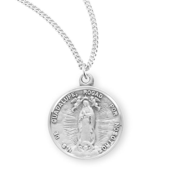 Round O.L. of Guadalupe Sterling Medal with 18&quot; Chain
