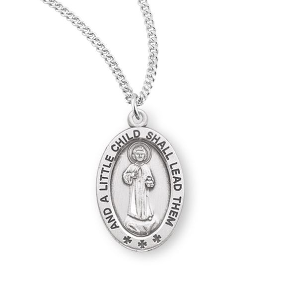 Sterling Infant Jesus Holding Heart with 18&quot; Chain