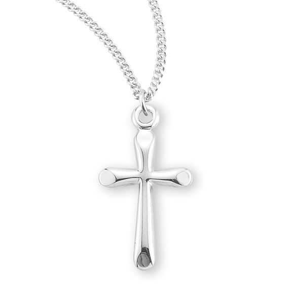 Sterling High Polished Small Cross with 18&quot; Chain