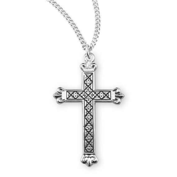 Sterling Black Inlay Cross with 18&quot; Chain
