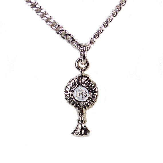 SMALL SILVER MONSTRANCE PENDANT NECKLACE