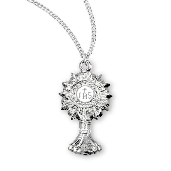 Sterling Silver Monstrance Pendant with 18&quot; Chain