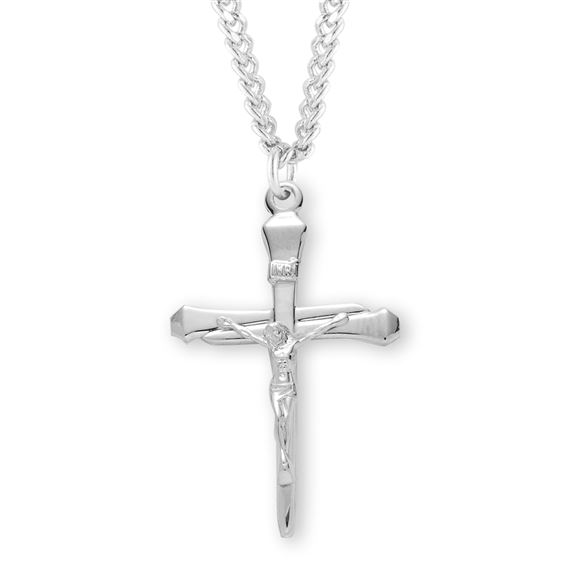 Sterling High Polished Crucifix with 24&quot; Chain