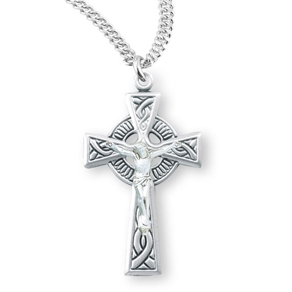 Sterling Irish Celtic Crucifix with 20&quot; Chain