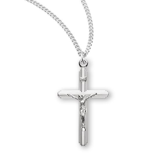 Sterling Stream Lined Crucifix with 18&quot; Chain
