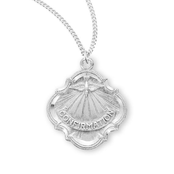 Confirmation Sterling Holy Spirit Medal with 7 Gifts on 18&quot; Chain