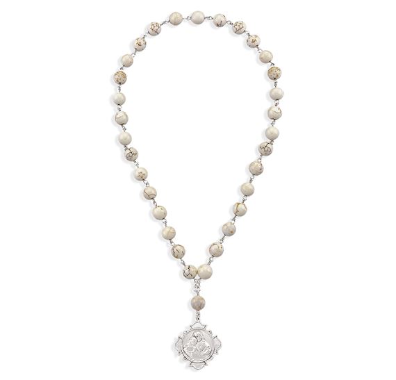 STERLING SILVER BLESSED SACRAMENT CHAPLET WITH HOWLITE BEADS