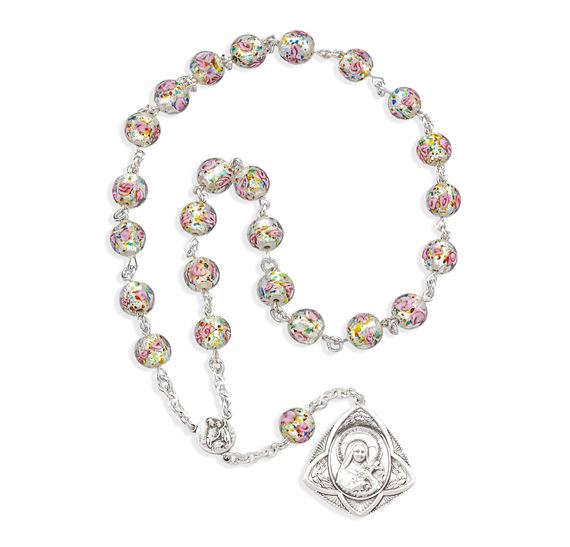 STERLING SILVER ST. THERESE CHAPLET WITH OUR LADY OF MT. CARMEL CENTER
