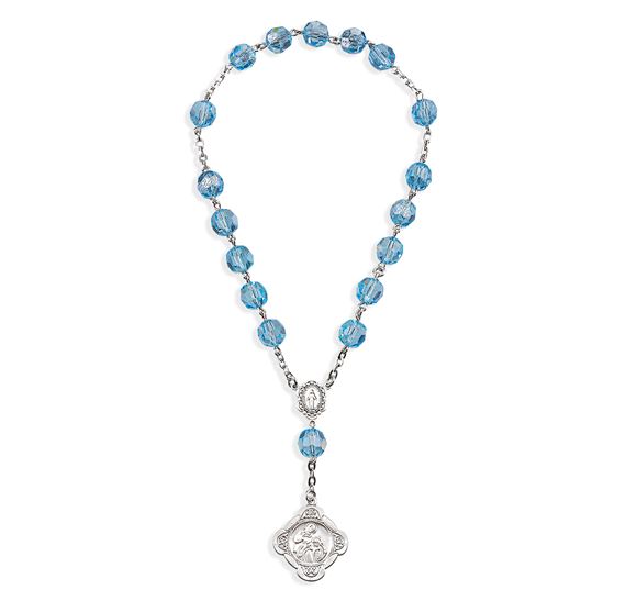 STERLING SILVER CHAPLET OF ST. ANN WITH MIRACULOUS MEDAL CENTER