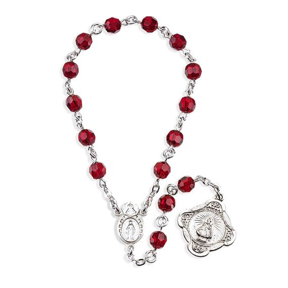 STERLING SILVER INFANT OF PRAGUE CHAPLET WITH MIRACULOUS MEDAL CENTER