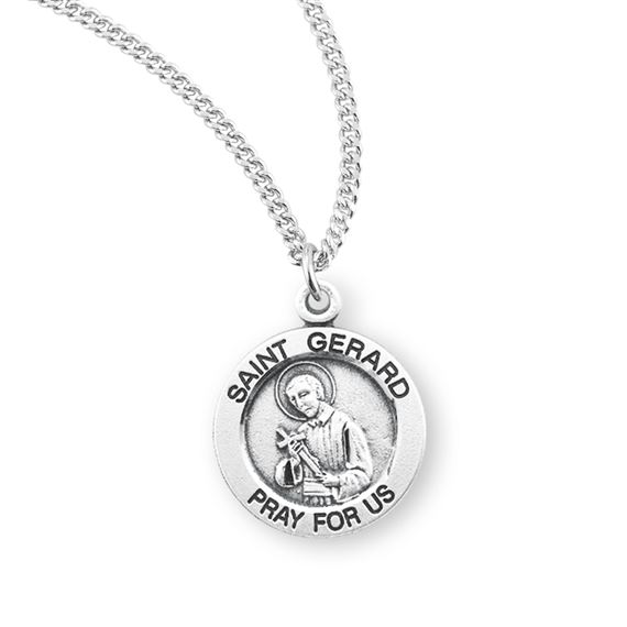 Round St. Gerard Sterling Silver Medal with 18&quot; Chain