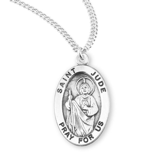 Oval St. Jude Sterling Silver Medal with 20&quot; Chain