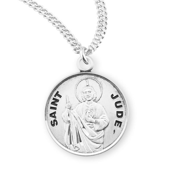 Round St. Jude Sterling Medal with 20&quot; Chain