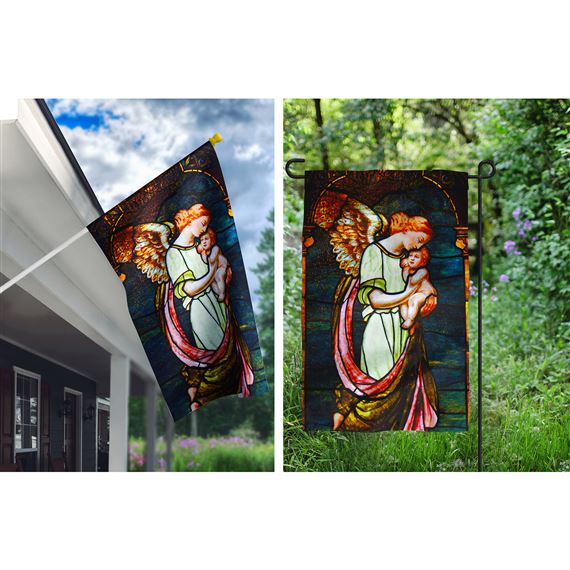 GUARDIAN ANGEL STAINED GLASS FLAG SET
