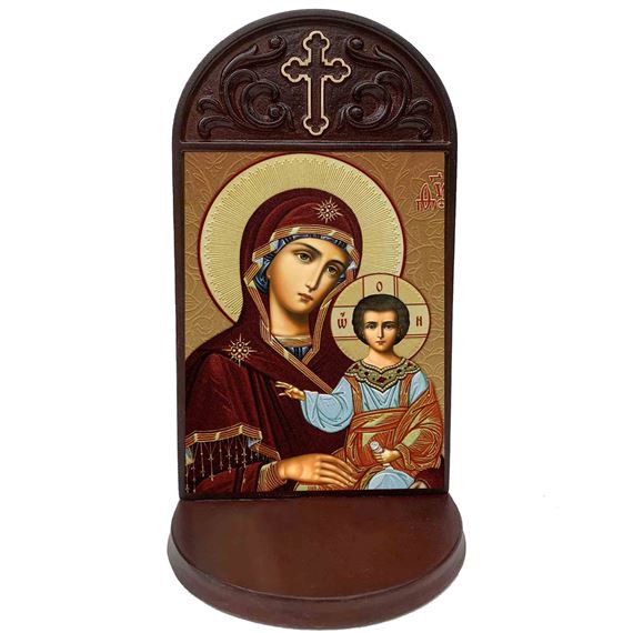 MADONNA AND CHILD WOODEN PRAYER SHRINE