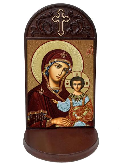 MADONNA AND CHILD WOODEN PRAYER SHRINE