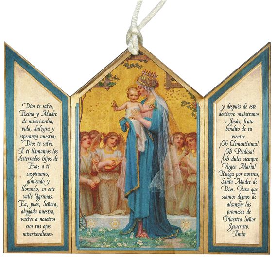 SPANISH MADONNA AND CHILD TRIPTYCH ORNAMENT