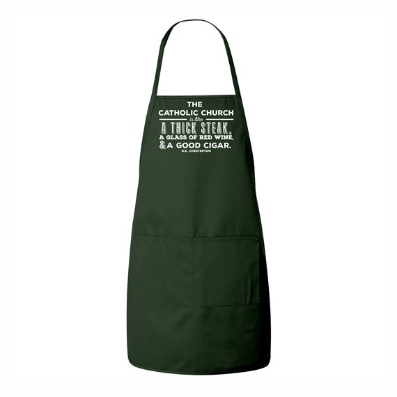 GREEN APRON WITH G.K. CHESTERTON QUOTE