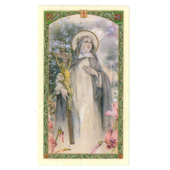 LAMINATED HOLY CARD - SAINT CATHERINE OF SIENA