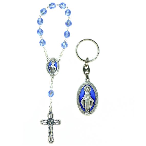 MIRACULOUS MEDAL CHAPLET AND A KEY CHAIN SET