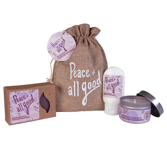 HANDCRAFTED LOTION, SOAP AND CANDLE COLLECTION SET (BY FRANCISCAN PEACEMAKERS)