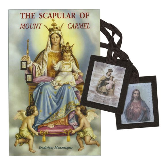 BROWN SCAPULAR OF MT. CARMEL AND BOOK
