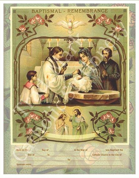 BAPTISMAL REMEMBRANCE CERTIFICATE (11" x 14")