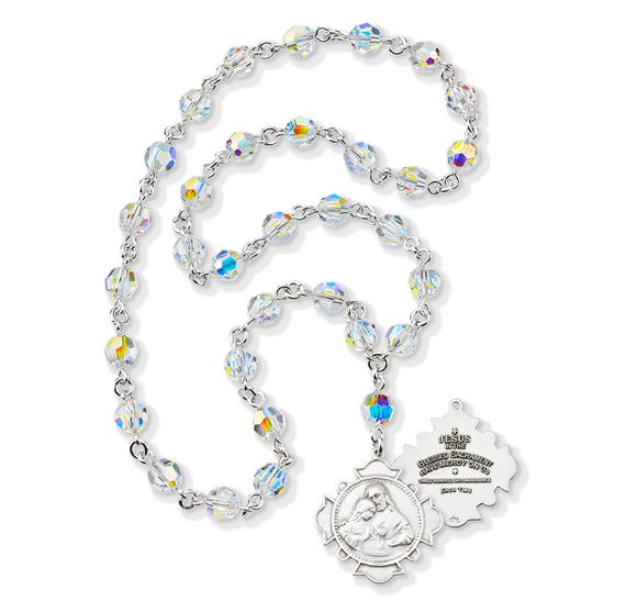 BLESSED SACRAMENT CHAPLET - STERLING SILVER AND CRYSTAL